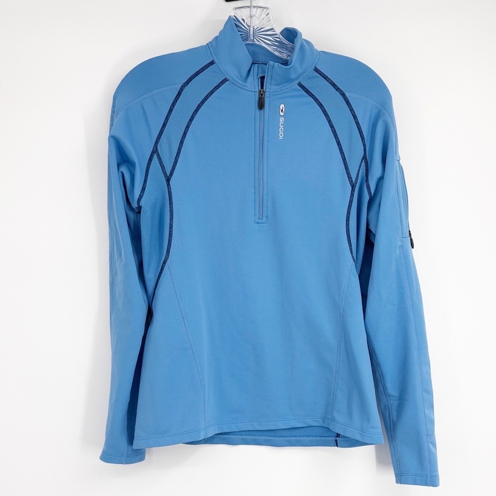 Sugoi Womens Blue Quarter Zip Long Sleeve Performance Athletic Top Size M